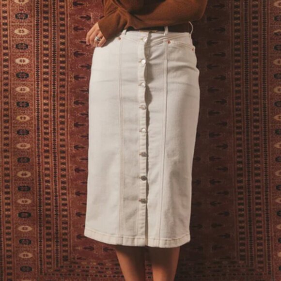 Rails Broadway White Denim Midi Skirt - Picture 1 of 16
